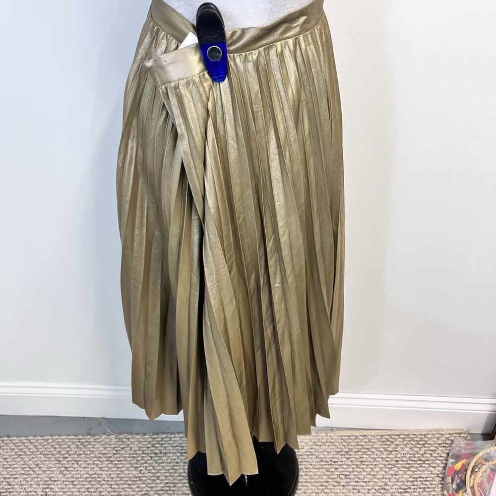 Ann Taylor Skirt size 14 Gold Shimmery Pleated Wedding Evening Cocktail Modest - Picture 9 of 10